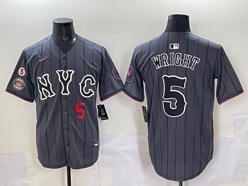 Men 2025 New York Mets #5 Wright Grey Game Nike MLB Jersey style 010->new york mets->MLB Jersey